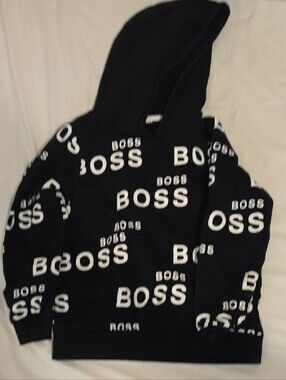 Boss Black Hoodie with White All-Over Logo